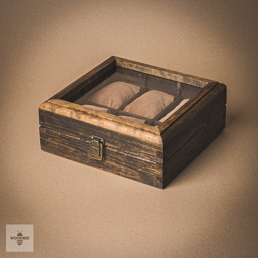 pojemniki na biżuterię Drewniane pudełko na zegarki, Drewniana szkatułka na zegarki