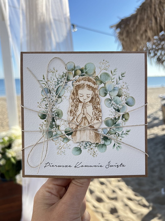 kartki na komunię Kartka na komunię - pamiątka komunii ręcznie robiona prezent