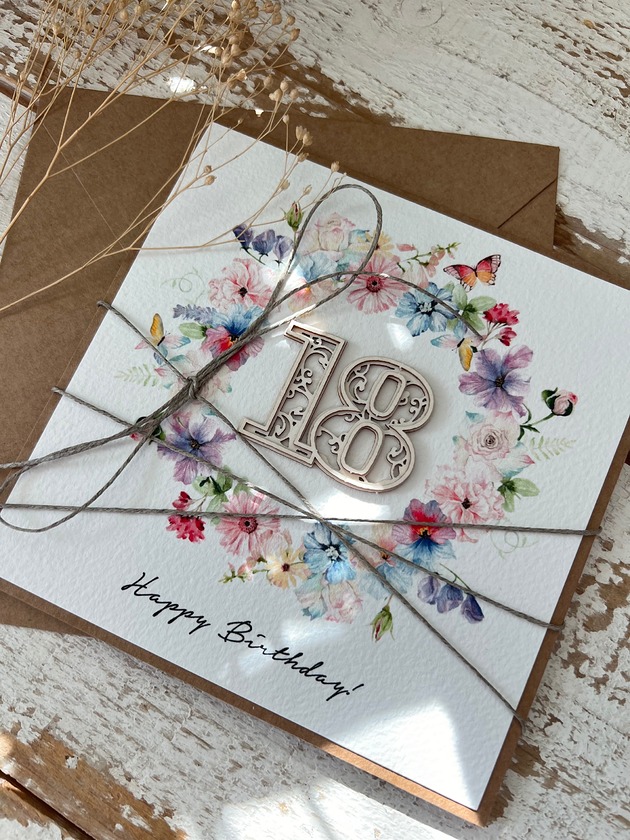 kartki scrapbooking Kartka na 18 urodziny boho Happy Birthday