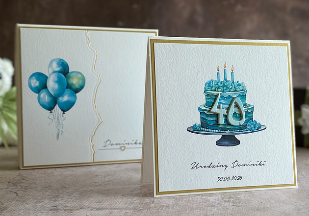 kartki scrapbooking Kartka na 40 urodziny z pudełkiem i kopertą, BH 31