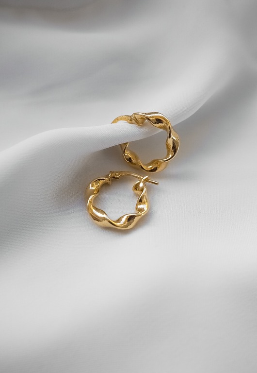 kolczyki srebrne Kolczyki koła skręcone pozłacane DUNE MICRO