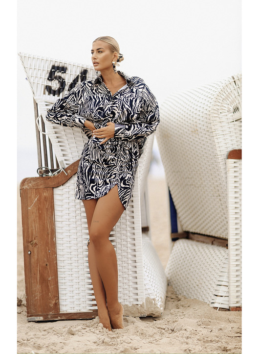 komplety damskie CS - Komplet SAFARI czarno beżowa zebra koszula spódniczka