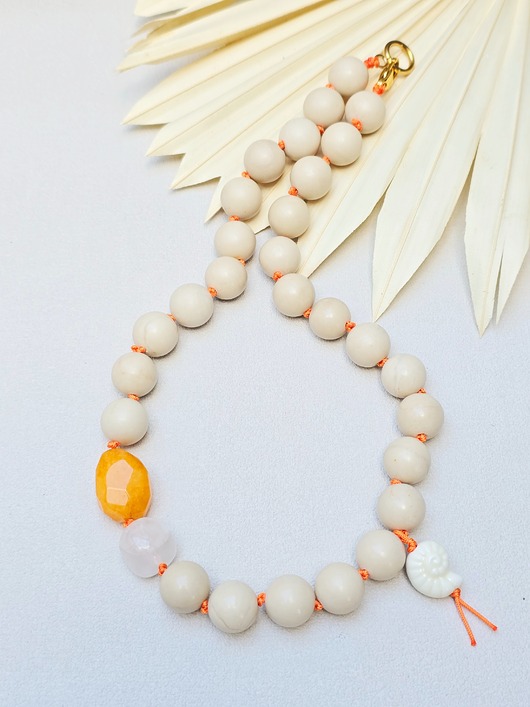 korale Supełkowany Naszyjnik  Ammonite z Jaspisem Rzecznym