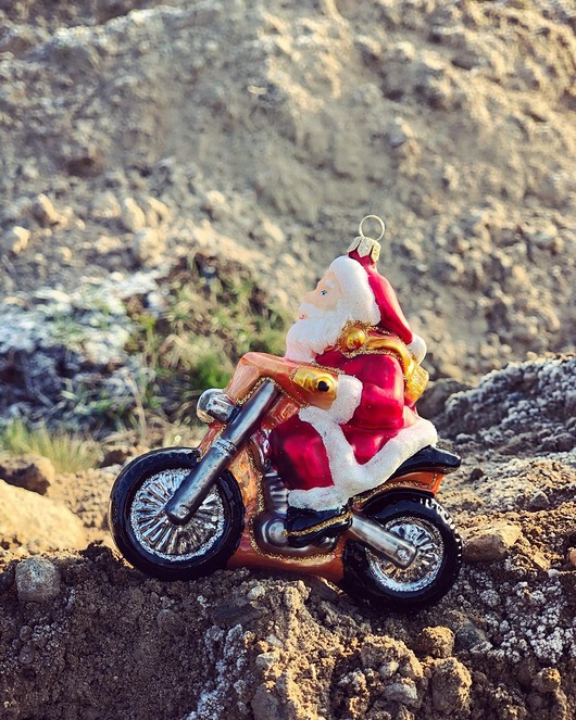 ozdoby choinkowe Mikołaj i motocross