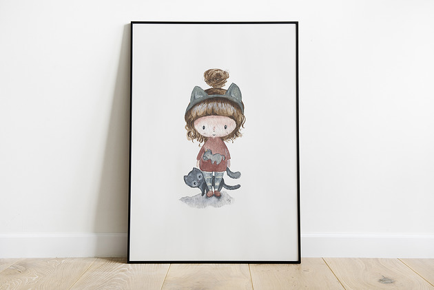 obrazy i plakaty do pokoju dziecięcego Plakat A3 "Kitty Girl"