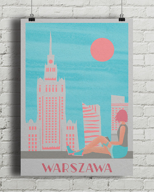 plakaty Plakat Warszawa - panorama miasta i Pałac Kultury