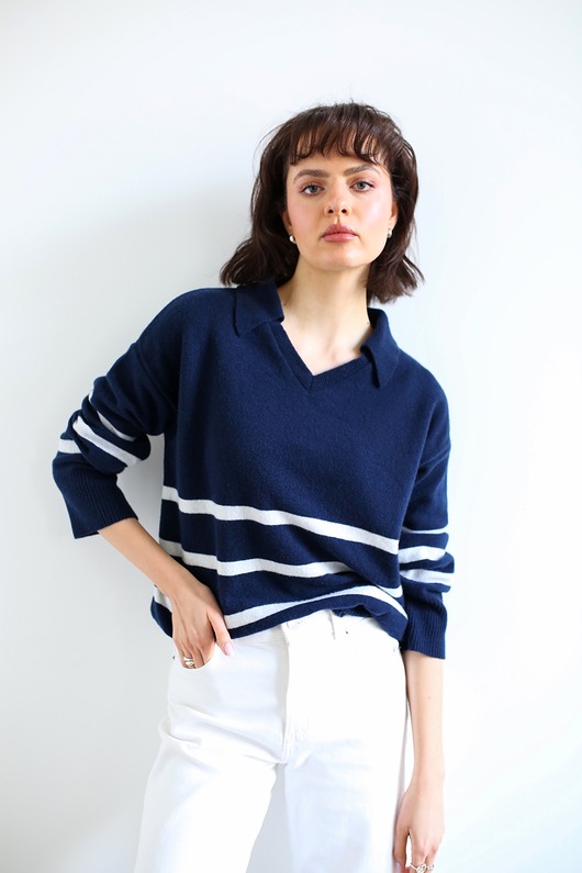 swetry damskie  Sweter polo Sven paski
