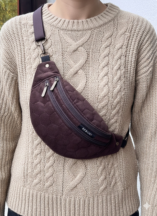 torebki różne Czekoladowa welurowa Nerka M + miniporfel gratis