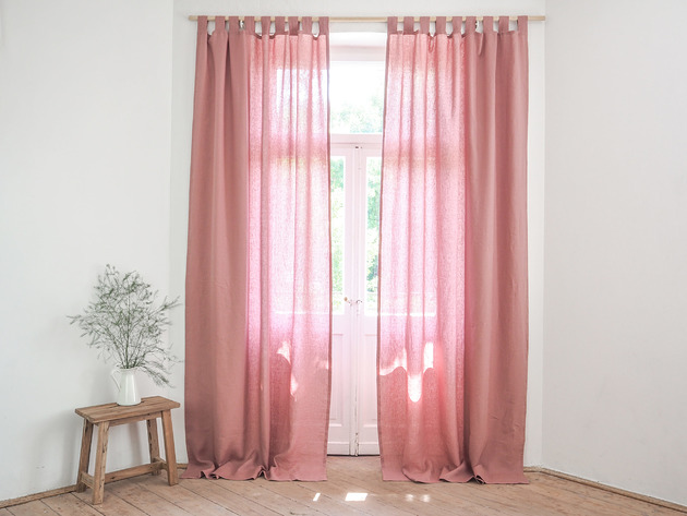 Zasłona Z SZELKAMI  DUSTY PINK so linen!