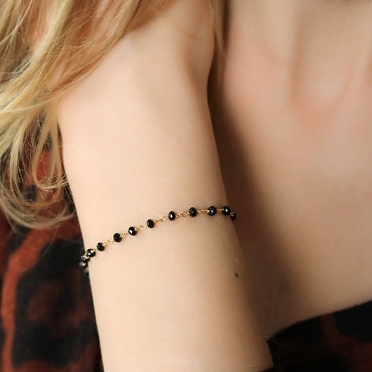 Bransoletka różaniec z onyksami - srebro 925  Coccola JEWELLERY