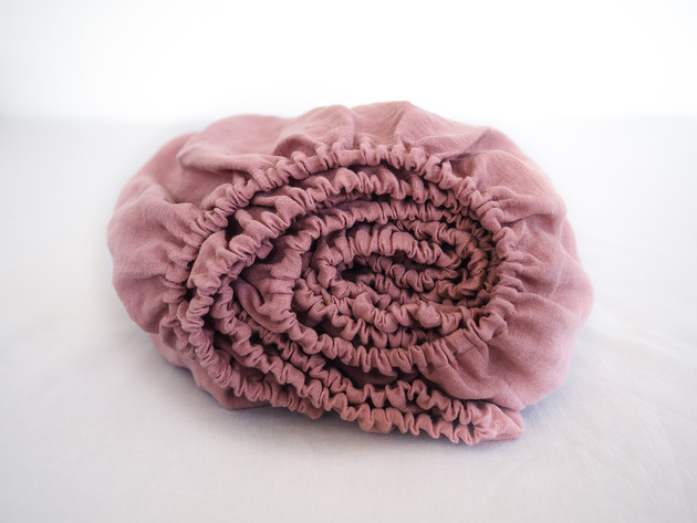 LNIANE prześcieradło do łóżeczka  DUSTY PINK so linen!