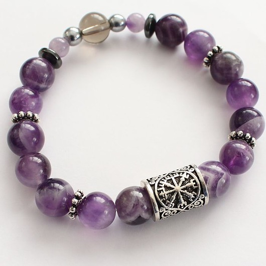 bransoletki z kamieni naturalnych Ametyst vegvisir kompas duszy