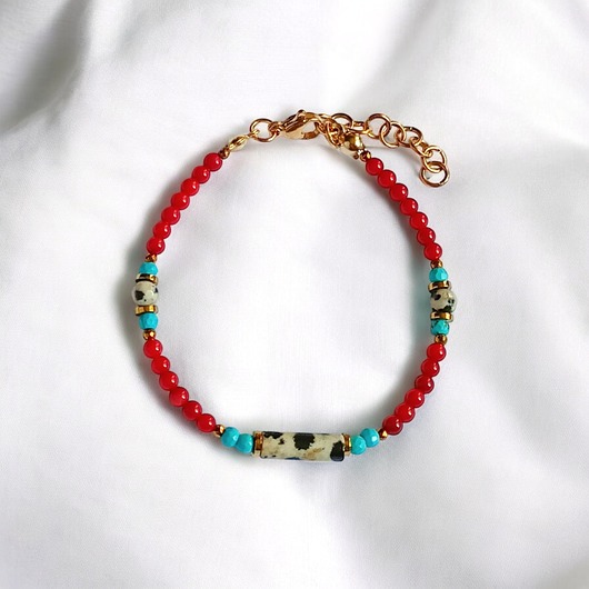 bransoletki z kamieni naturalnych Bransoletka : INDIA : koral, magnezyt, jaspis, hematyt