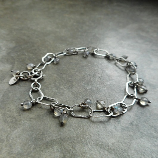 bransoletki srebrne Labradorytowe pastylki srebro 925