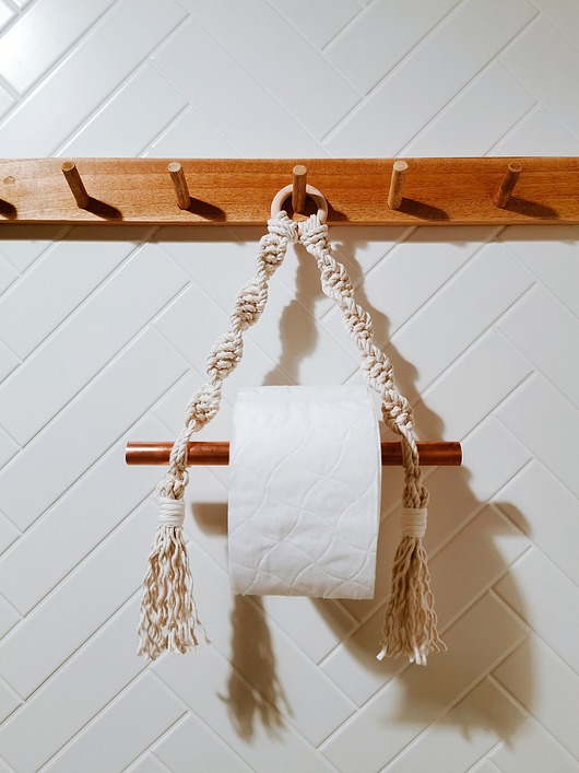 dodatki - łazienka - różne Uchwyt na papier toaletowy Makramowy