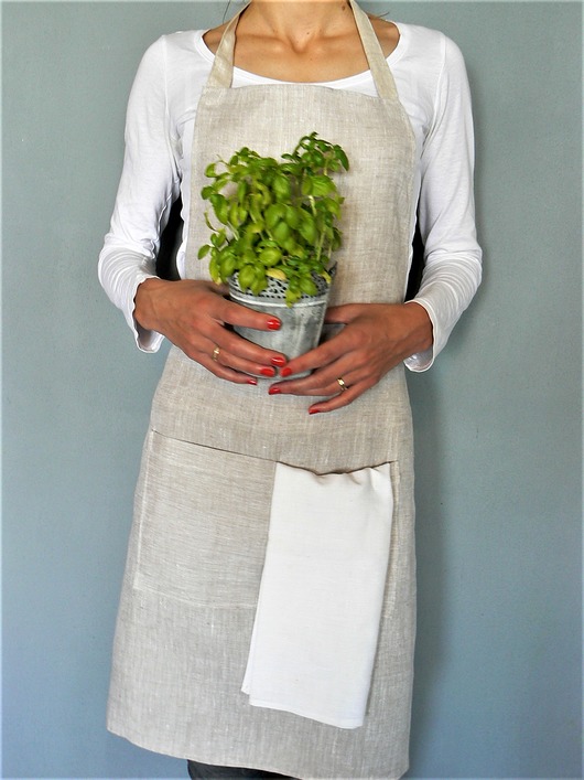 fartuchy kuchenne Lniany fartuch kuchenny, 100% len naturalny