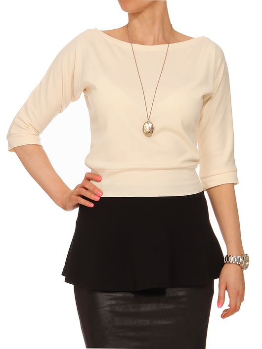 Bluzka ecru-czarna YY500128_RAL9016-9005 YULIYA BABICH