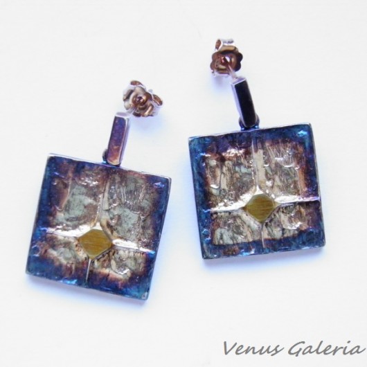 Kolczyki srebrne - Brązowy meteor VENUS GALERIA
