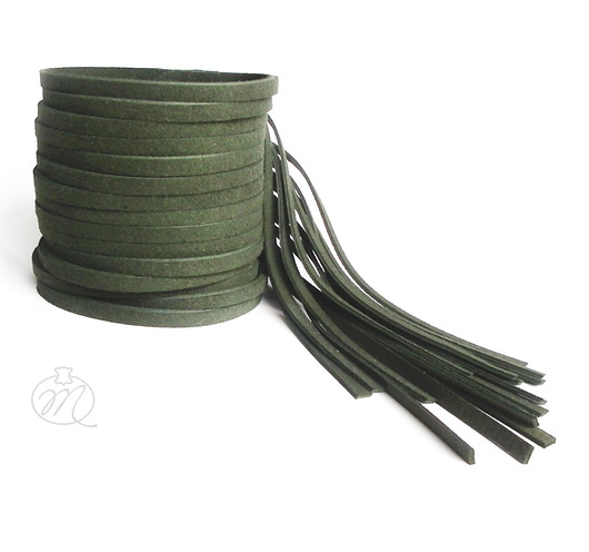Bransoleta skórzana khaki zamsz FRINGE Mikashka
