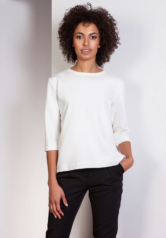 bluzki - inne Luźna bluzka-frak, BLU140 ecru