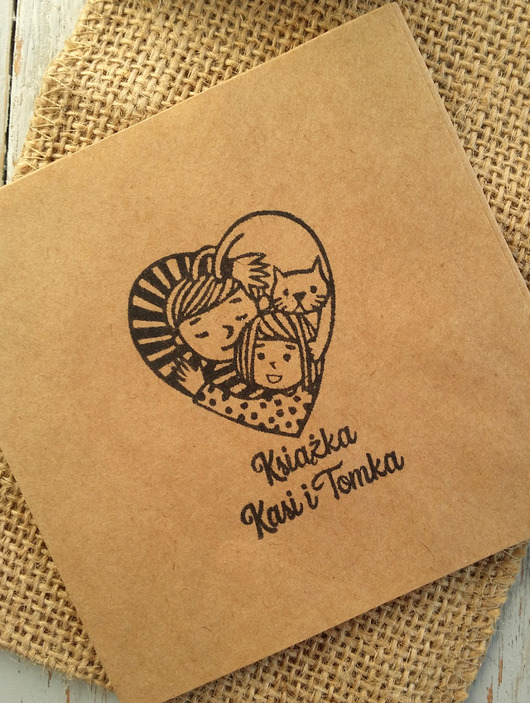 Stempel drewniany Ex Libris dla Pary z kotem :) DrukLove