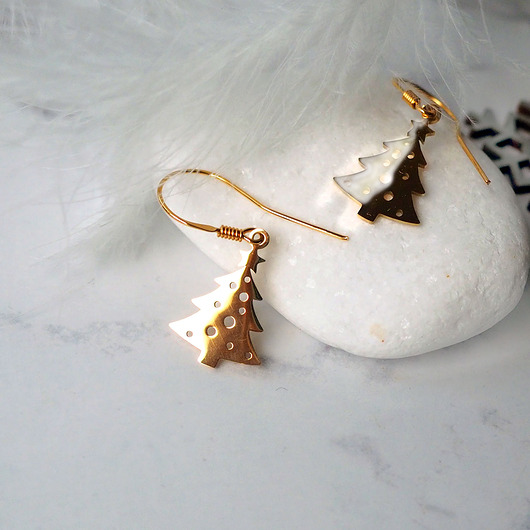 kolczyki - inne ZŁOTE DRZEWKA śliczne kolczyki świąteczne