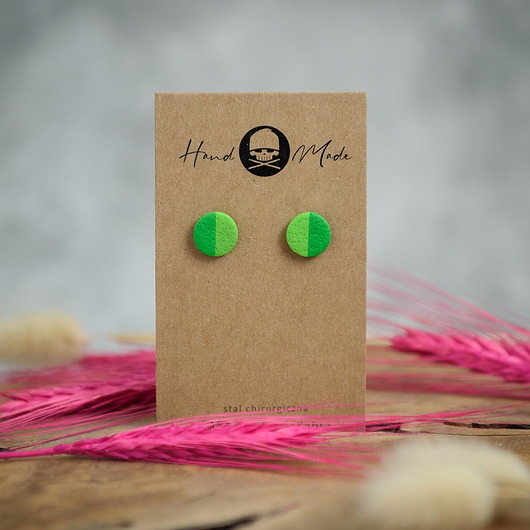 kolczyki z masy plastycznej Kolczyki Dots Half - zielone