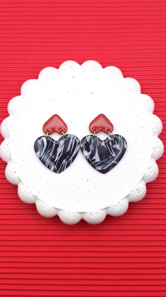 kolczyki z masy plastycznej Kolczyki DOUBLE heart