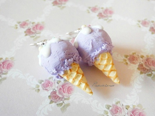 kolczyki lody jagodowe- pastelowe Piecuchowo