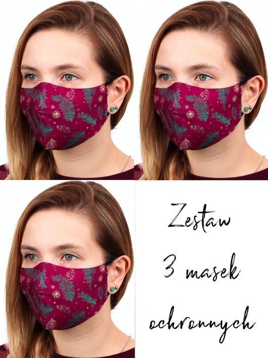 3szt. masek ochronnych-galazki bordo Usunieta