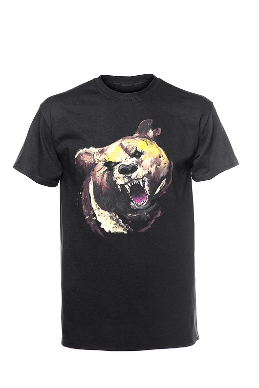 t-shirty męskie Koszulka niedźwiedź ręcznie malowana.