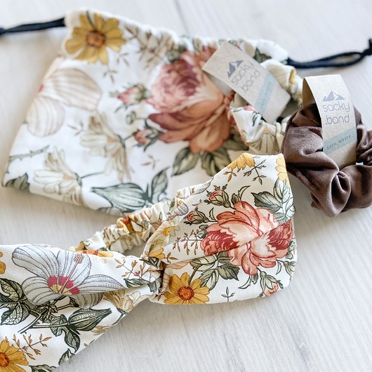 Zestaw do włosów vintage kwiaty sacky bag