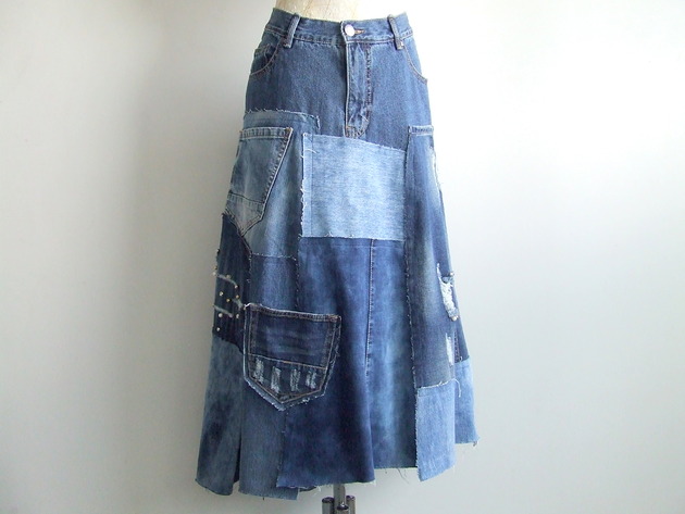 spódnice maxi Długa jeansowa spódnica r.46