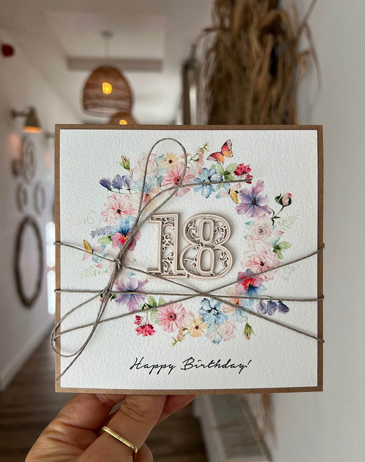 kartki scrapbooking Wyjątkowa ręcznie robiona kartka na 18-ste urodziny, osiemnastka, pomysł na p