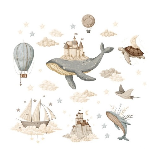 naklejki ścienne do pokoju dziecka Zestaw naklejek ściennych Dream Ocean 140