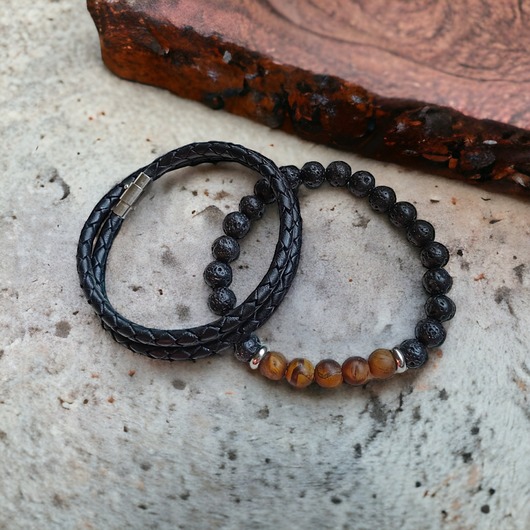 biżuteria męska KOMPLET męskich bransoletek :: tygrysie oko