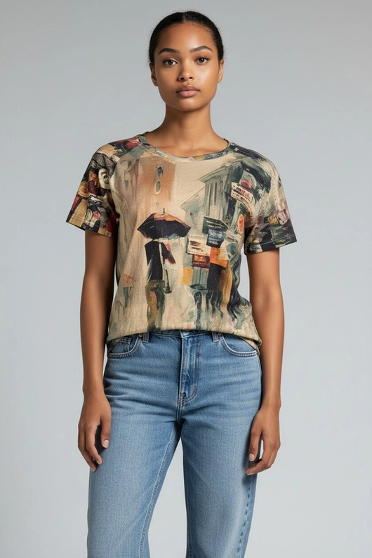 t-shirt damskie T-shirt malarski wzór impresja unikat rozmiar L 40