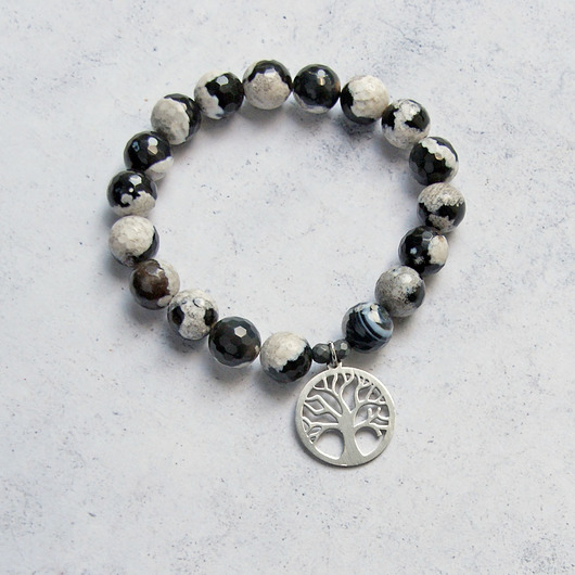 bransoletki z kamieni naturalnych Stal szlachetna & agat :: drzewo życia