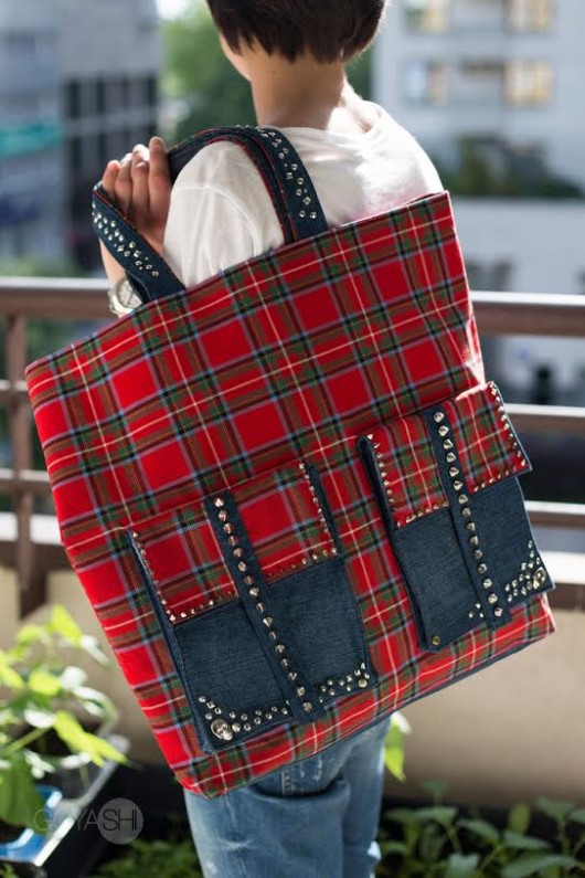 Shopper w szkocką kratę GOYASHI
