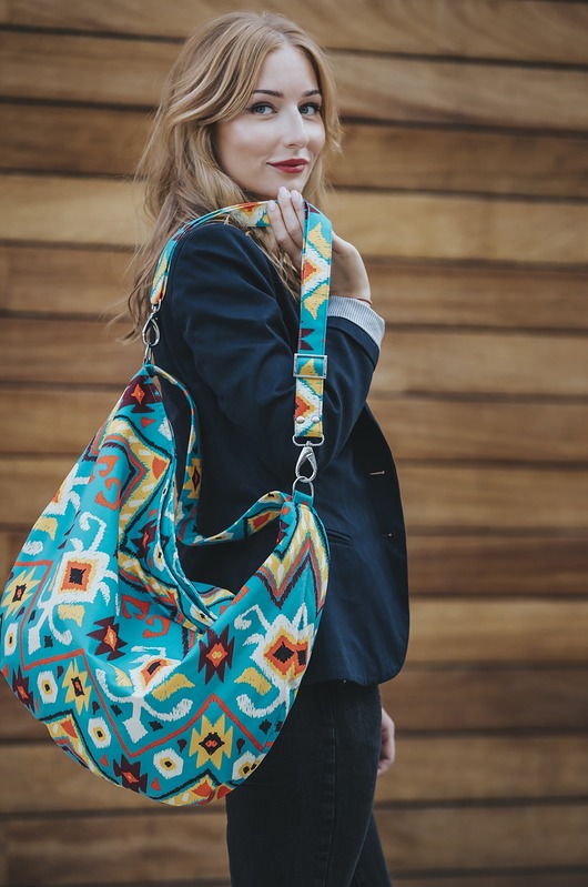 torby na ramię Torba worek w azteckie wzory z weluru