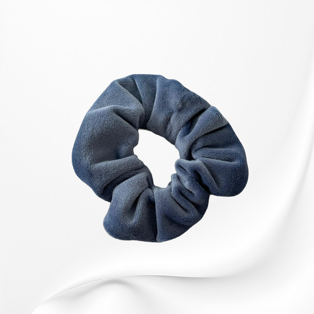 gumki do włosów Gumka frotka scrunchie midi welurowa niebieska jeansowa