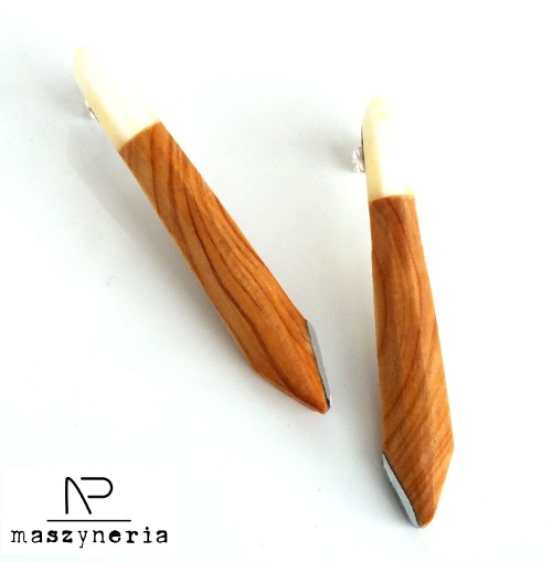 Wood&Amber Kolczyki cyprysowe Maszyneria