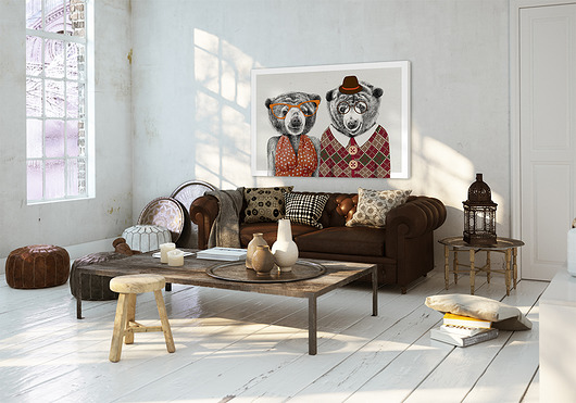 OBRAZ NA PŁÓTNIE -  100x70cm LOVE BEAR LUdesign gallery