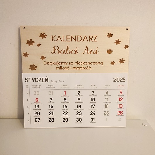 kalendarze i plannery Kalendarz drewniany 2025 do powieszenia na Dzień Babci i Dziadka