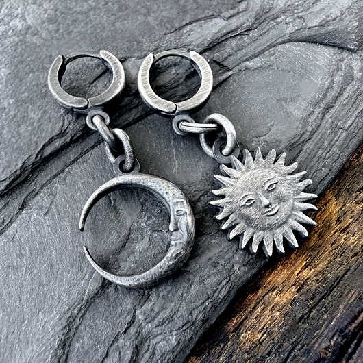 kolczyki srebrne Srebrne kolczyki Słońce i Księżyc