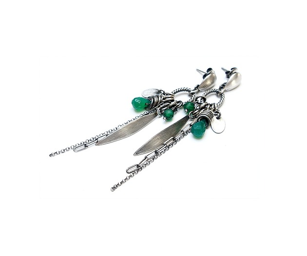 kolczyki srebrne Kolczyki srebrne Zielone kły vol. 3 