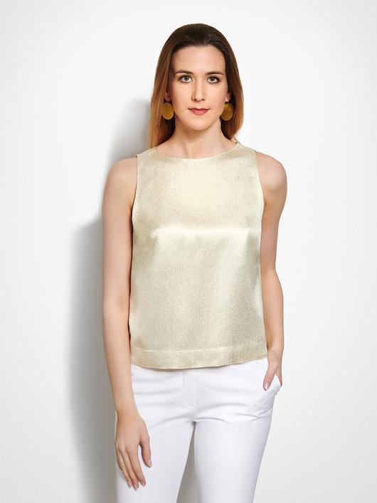 koszule damskie  Jedwabny złoty Top MAAM 12