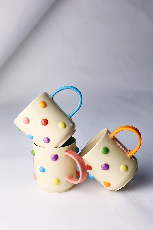 kubki i filiżanki Ceramiczny kubek w bąbelki 300 ml