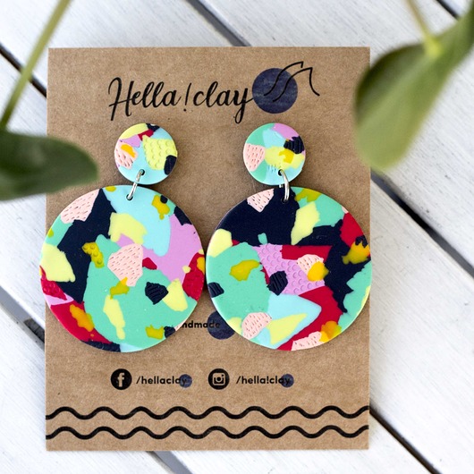 Kolorowe kolczyki handmade wiszące Hellaclay