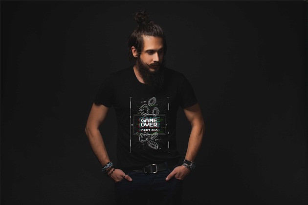 t-shirty męskie Koszulka organiczna z nadrukiem Game over
